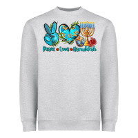 Heather Grey peace love hanukkah Heavyweight Sweatshirt - AdoDesignShop