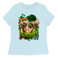 Baby Blue St. Patrick's Day Cow Ladies Tee - HowdyJamesFarm
