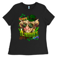 Black St. Patrick's Day Cow Ladies Tee - HowdyJamesFarm