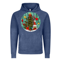 Vintage Denim christmas tree and gnome Vintage Hoodie - BundleAndBundleShop