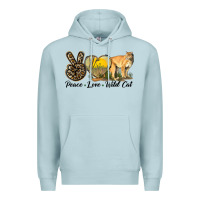 Blue Mist Peace Love Wild cat Premium Hoodie - LillyAllenDesigns