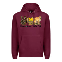 Burgundy Peace Love Wild cat Premium Hoodie - LillyAllenDesigns