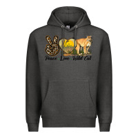 Charcoal Heather Peace Love Wild cat Premium Hoodie - LillyAllenDesigns