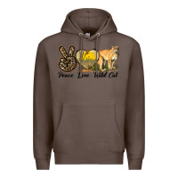 Coffee Peace Love Wild cat Premium Hoodie - LillyAllenDesigns