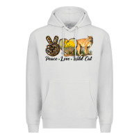 Dove Grey Peace Love Wild cat Premium Hoodie - LillyAllenDesigns