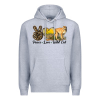 Heather Grey Peace Love Wild cat Premium Hoodie - LillyAllenDesigns