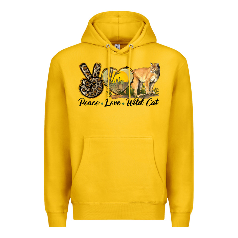Peace Love Wild Cat Premium Hoodie by LillyAllenDesigns | Teevron