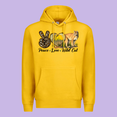 Peace Love Wild Cat Premium Hoodie Designed By Lillyallendesigns