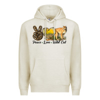 Oatmeal Heather Peace Love Wild cat Premium Hoodie - LillyAllenDesigns