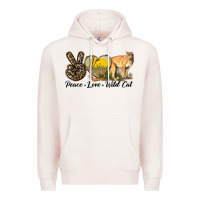 Pale Pink Peace Love Wild cat Premium Hoodie - LillyAllenDesigns