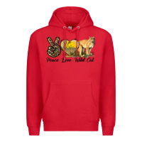 Red Peace Love Wild cat Premium Hoodie - LillyAllenDesigns