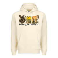 Sandshell Peace Love Wild cat Premium Hoodie - LillyAllenDesigns