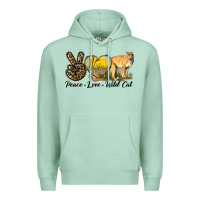 Seafoam Peace Love Wild cat Premium Hoodie - LillyAllenDesigns