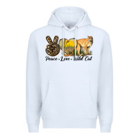 White Peace Love Wild cat Premium Hoodie - LillyAllenDesigns