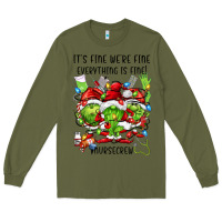 Army Green it's fine we're fine everythıng is fine! nursecre Long Sleeve Tee - FaDigitalArtStudio