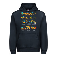 Navy construction excavator vehicle boys builder heavy equipment t shirt Urban Hoodie - linhVisuals