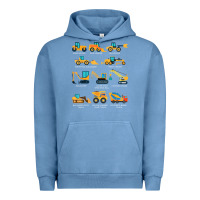 Pigment Pebble Blue construction excavator vehicle boys builder heavy equipment t shirt Urban Hoodie - linhVisuals