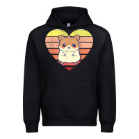 Black cute hamster design retro heart shape vintage t shirt Urban Hoodie - linhVisuals