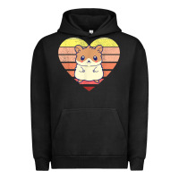 Pigment Black cute hamster design retro heart shape vintage t shirt Urban Hoodie - linhVisuals