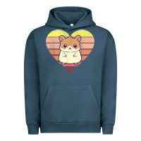Pigment Midnight Navy cute hamster design retro heart shape vintage t shirt Urban Hoodie - linhVisuals