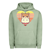 Pigment Oil Green cute hamster design retro heart shape vintage t shirt Urban Hoodie - linhVisuals