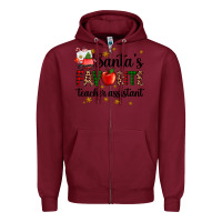 Burgundy santa's favorite teacher assistant Zipper Hoodie - AdoDesignShop