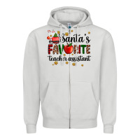 Dove Grey santa's favorite teacher assistant Zipper Hoodie - AdoDesignShop