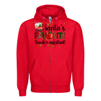 Red santa's favorite teacher assistant Zipper Hoodie - AdoDesignShop