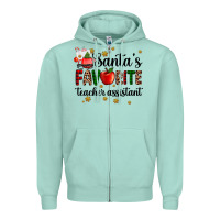 Seafoam santa's favorite teacher assistant Zipper Hoodie - AdoDesignShop