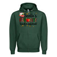 Sports Green santa's favorite teacher assistant Zipper Hoodie - AdoDesignShop