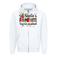 White santa's favorite teacher assistant Zipper Hoodie - AdoDesignShop