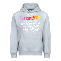 Heather Grey grandma t  shirt yes i'm grandma if you think my hands are full t  shi Urban Hoodie - linhVisuals