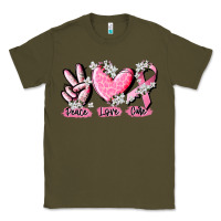 Army Green peace love cure breast cancer Classic Tee - CowGirlArtShop