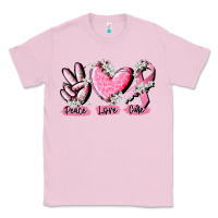 Bubblegum Pink peace love cure breast cancer Classic Tee - CowGirlArtShop