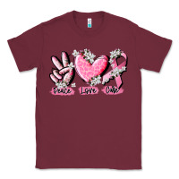 Burgundy peace love cure breast cancer Classic Tee - CowGirlArtShop