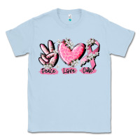 Dusty Blue peace love cure breast cancer Classic Tee - CowGirlArtShop