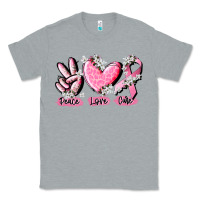 Heather Grey peace love cure breast cancer Classic Tee - CowGirlArtShop