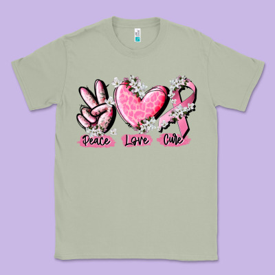 Peace Love Cure Breast Cancer Classic Tee Designed By Cowgirlartshop