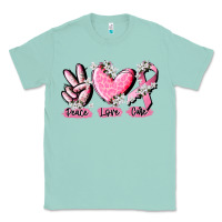 Seafoam peace love cure breast cancer Classic Tee - CowGirlArtShop