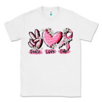 White peace love cure breast cancer Classic Tee - CowGirlArtShop