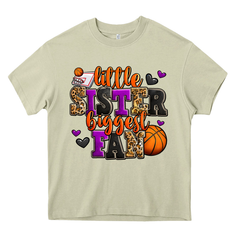 Little Sister Biggest Fan Basketball Heavy Core Tee by Jasminsmagicworld | Teevron