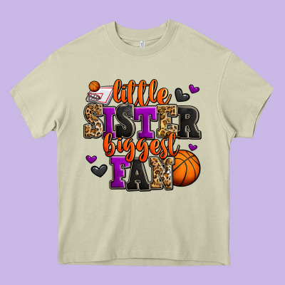 Little Sister Biggest Fan Basketball Heavy Core Tee Designed By Jasminsmagicworld