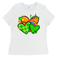 White St. Patrick's Day hearts St. Patricks day Ladies Tee - HowdyJamesFarm