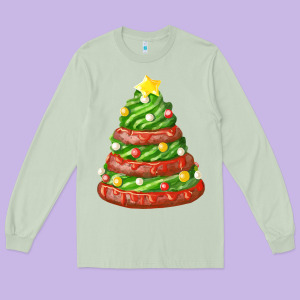 Green Chocolate Christmas Cookie Cake Long Sleeve Tee Designed By Fadigitalartstudio