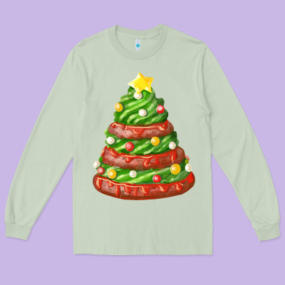 Green Chocolate Christmas Cookie Cake Long Sleeve Tee Designed By Fadigitalartstudio