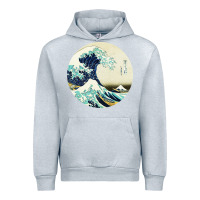 Heather Grey great wave Urban Hoodie - linhVisuals
