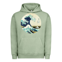 Pigment Oil Green great wave Urban Hoodie - linhVisuals
