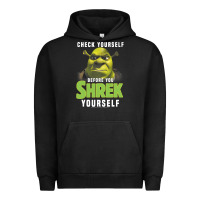 Pigment Black sh.rek check yourself before you sh.rek yourself t shirt Urban Hoodie - linhVisuals