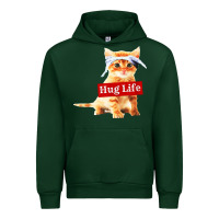Forest Green hug life kitty cat Urban Hoodie - linhVisuals