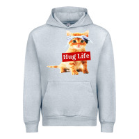 Heather Grey hug life kitty cat Urban Hoodie - linhVisuals